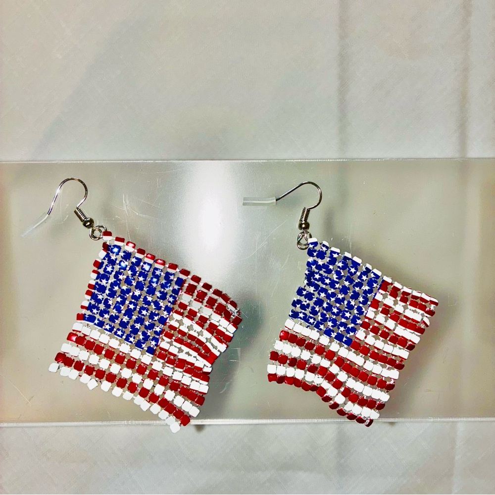American Flag Beaded Earrings